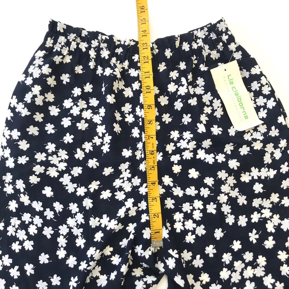 Liz Claiborne Navy Blue Floral Wide Leg Pants NWT - Picture 5 of 5